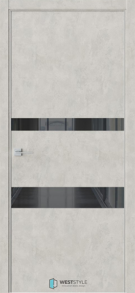 Межкомнатная дверь Weststyle In 16 Бетон смоки/ Чёрное Lacobel (ДО) с алюминиевой кромкой