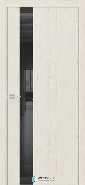 Межкомнатная дверь In 2 Дуб джентл/ Чёрное Lacobel (ДО) с алюминиевой кромкой