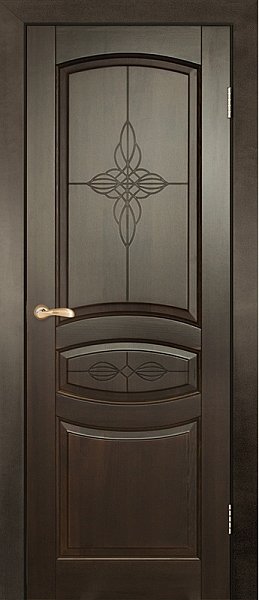Дверь из массива сосны Виктория ДГ с фрезеровкой цвет средний орех морение