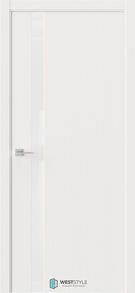 Межкомнатная дверь Weststyle 10Е Белое дерево/ Белое Lacobel (ДО)
