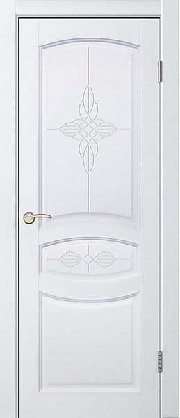 Дверь из массива сосны Виктория ДГ с фрезеровкой цвет эмаль белый жемчуг